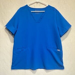 FIGS Blue Technical Collection Scrub Top Short Sleeve V-Neck Sz XXL